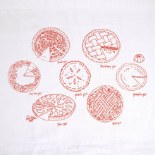 Load image into Gallery viewer, Holiday Pies Tea Towel | kitchen | flour sack | dish towels
